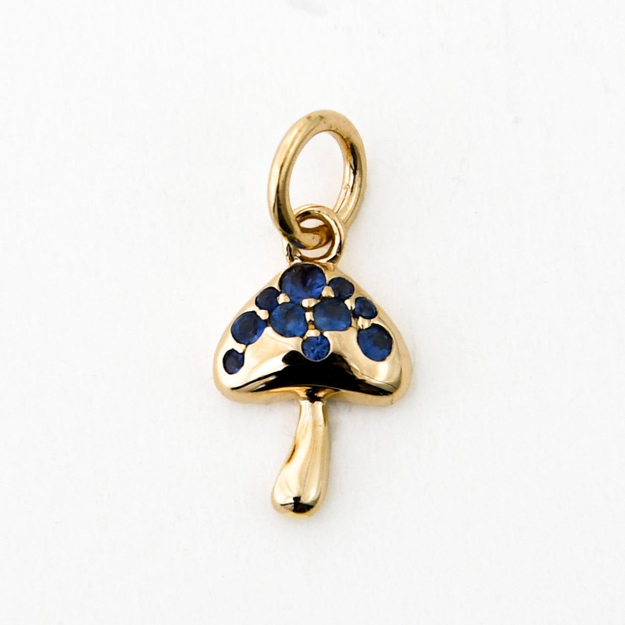 14kt Gold 0.13 CTW Blue Sapphire Mushroom Charm