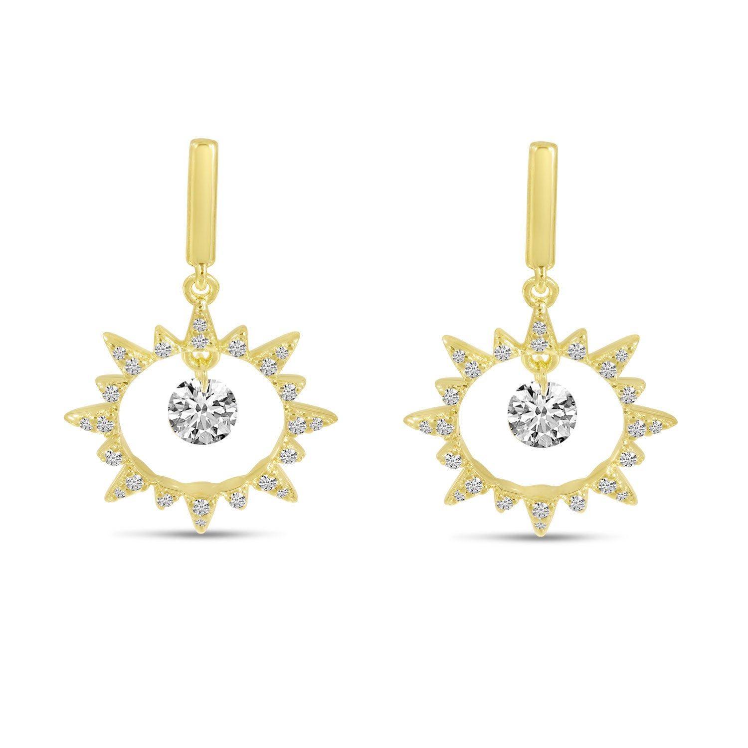 14kt Yellow Gold 0.38 CTW Natural Diamonds Sun Earrings