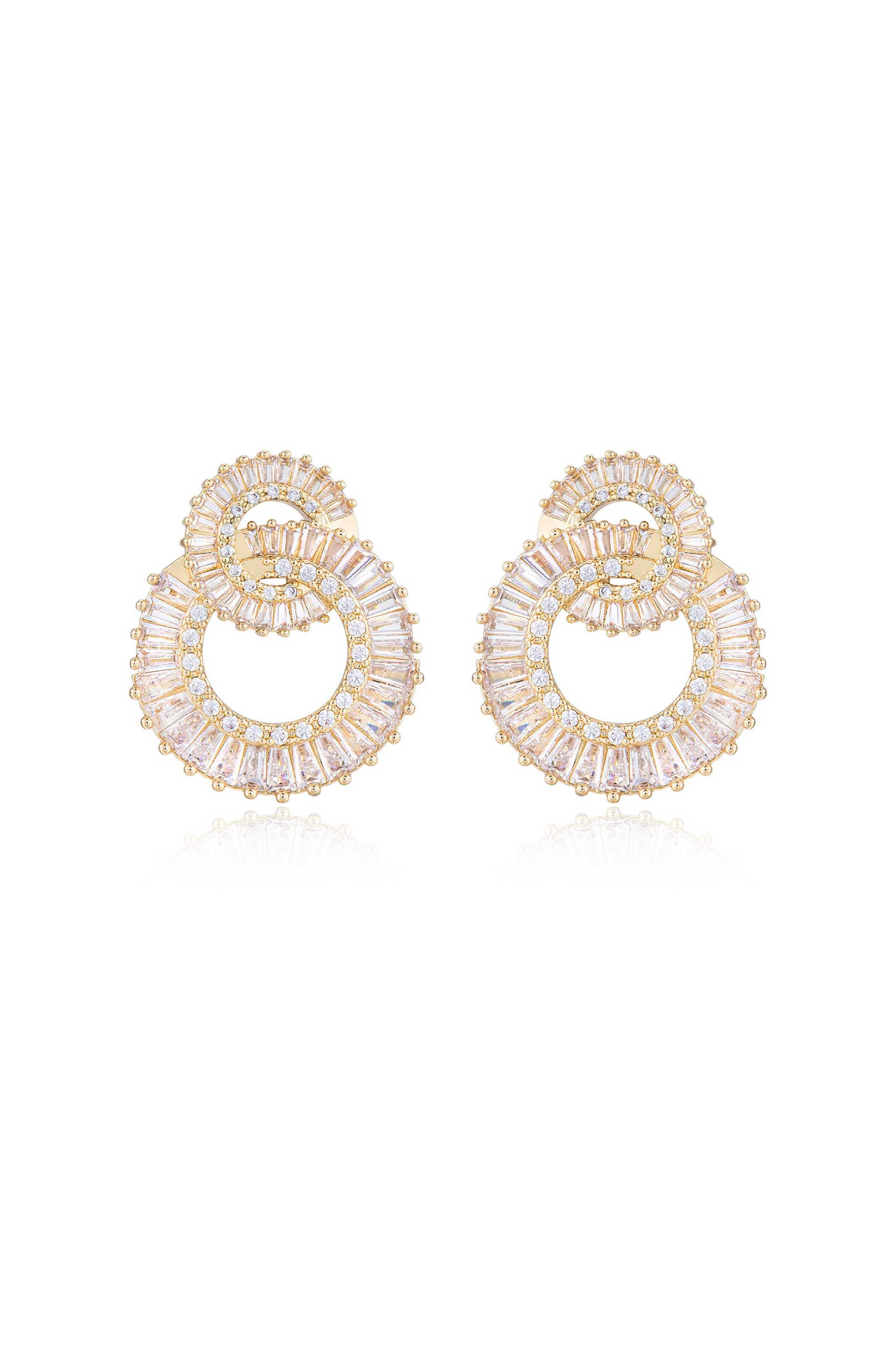 Ettika 18kt Gold Plated Rotating Circles Crystal Earrings