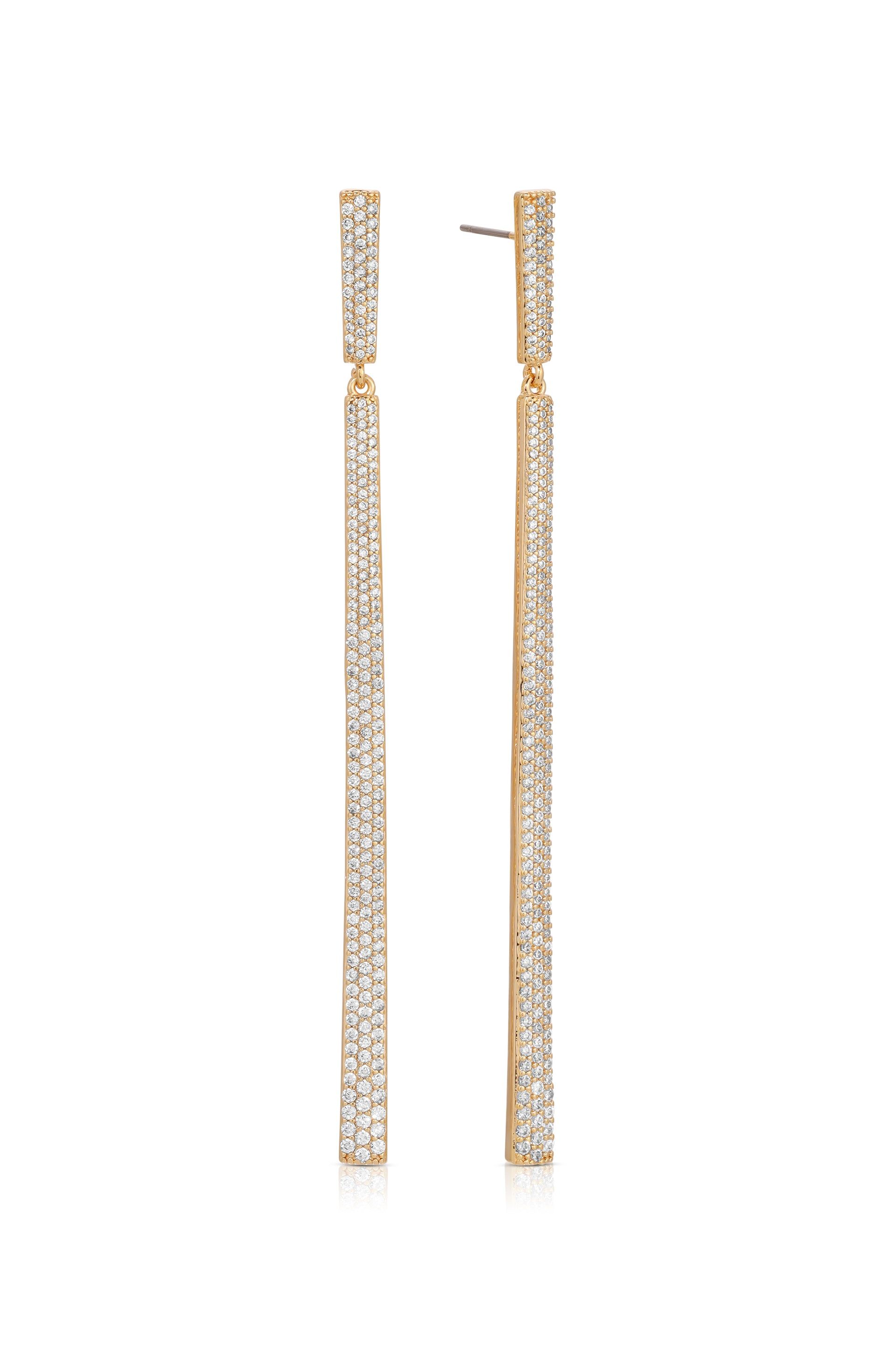 Ettika 18kt Gold Plated Straight Drop Crystal Dangle Earrings