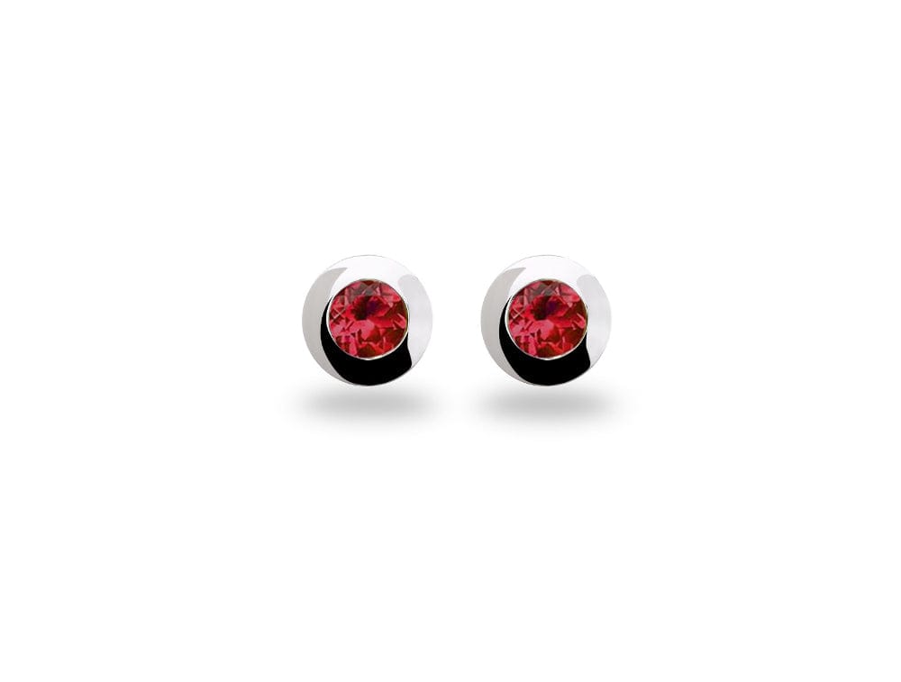 Sterling Silver 4mm Round Bezel Colorful Gemstone Stud Earrings