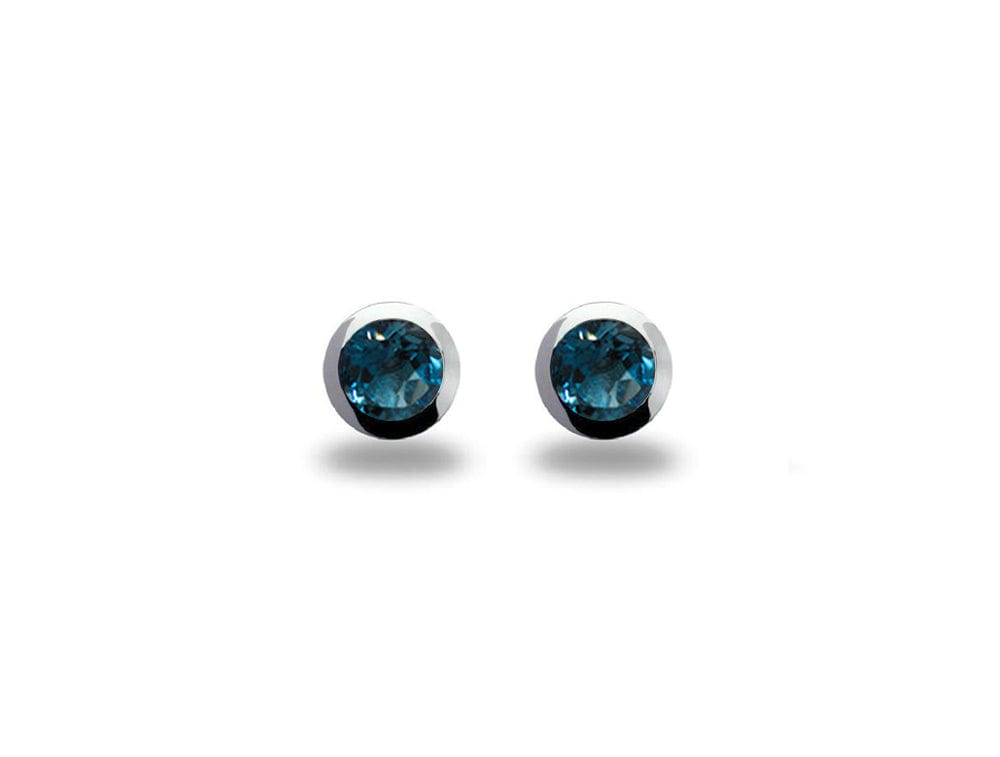 Sterling Silver 4mm Round Bezel Colorful Gemstone Stud Earrings