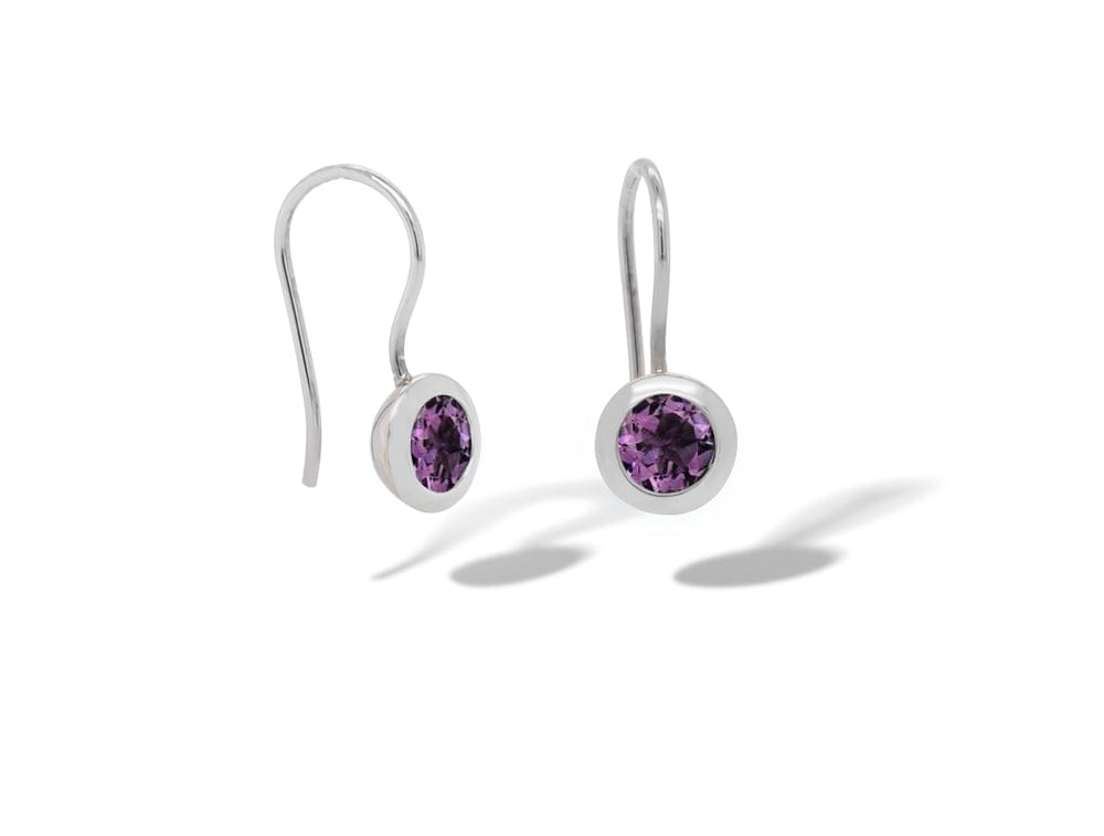 Sterling Silver 6mm Colorful Gemstone Drop Earrings