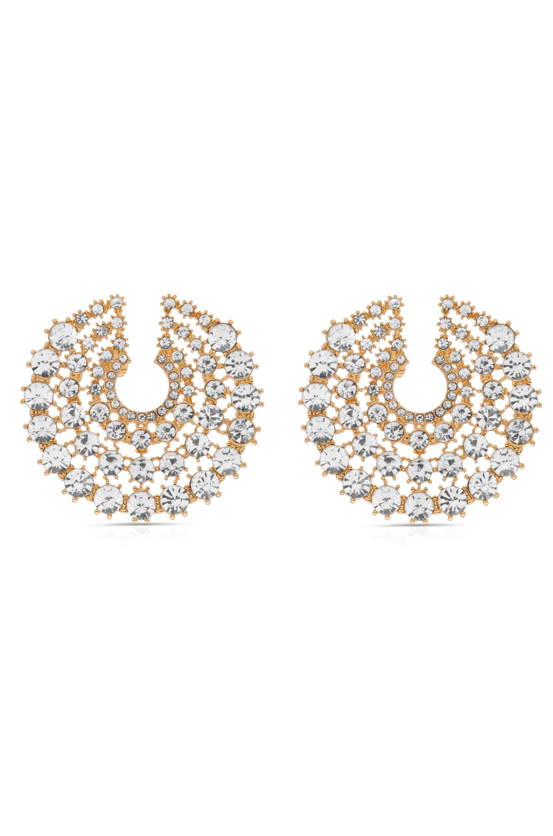 Ettika 18kt Gold Plated Crystal Party Earrings