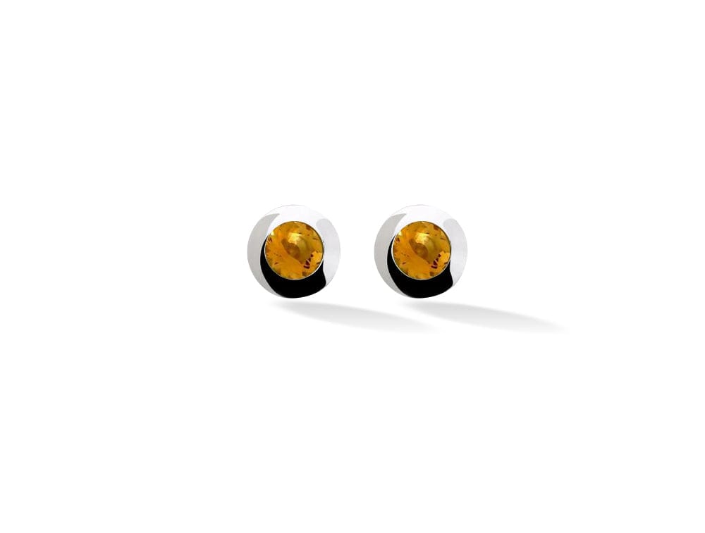 Sterling Silver 3mm Round Bezel Colorful Gemstone Stud Earrings