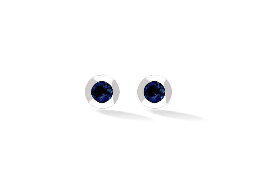 Sterling Silver 3mm Round Bezel Colorful Gemstone Stud Earrings