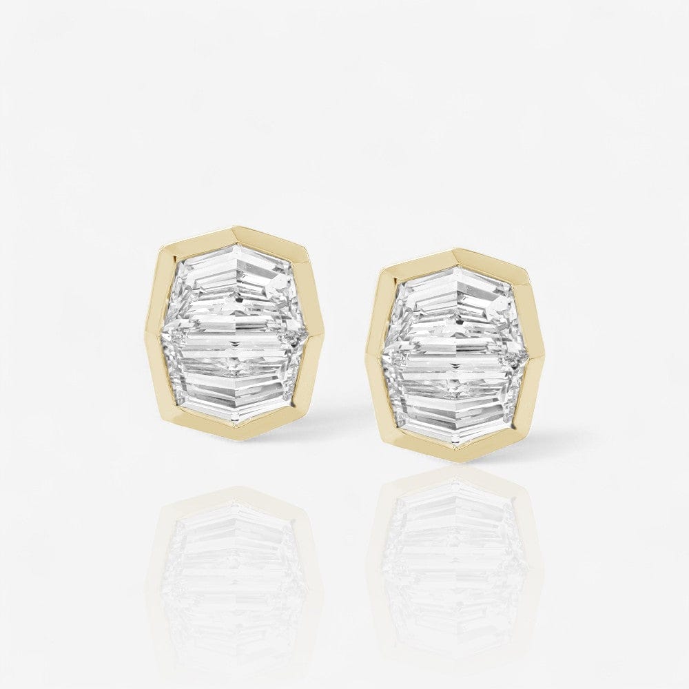 1.00 CTW 14kt Gold Bezel Set Lab-Grown Cadillac Cut Diamond Earrings