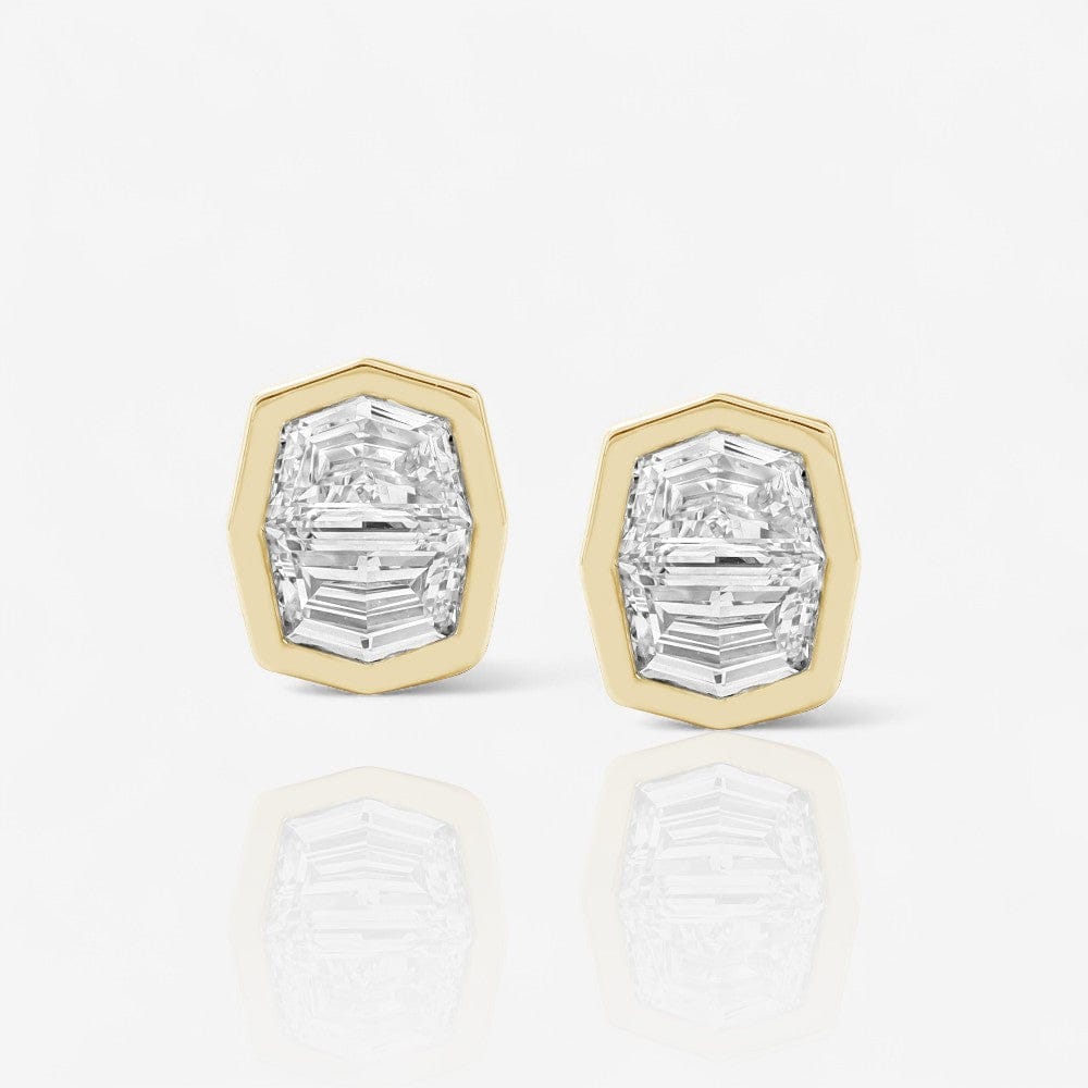 0.52 CTW 14kt Gold Bezel Set Lab-Grown Cadillac Cut Diamond Earrings