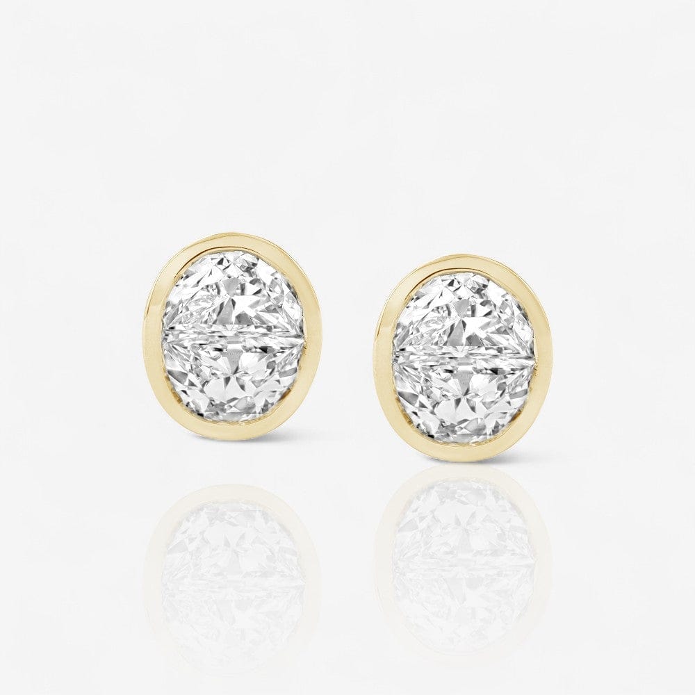 1.00 CTW 14kt Gold Bezel Set Lab-Grown Half Moon Cut Diamond Earrings