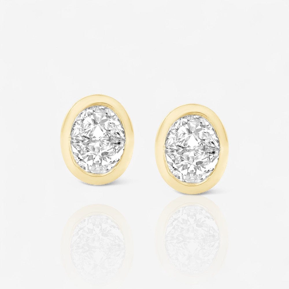 0.52 CTW 14kt Gold Bezel Set Lab-Grown Half Moon Cut Diamond Earrings