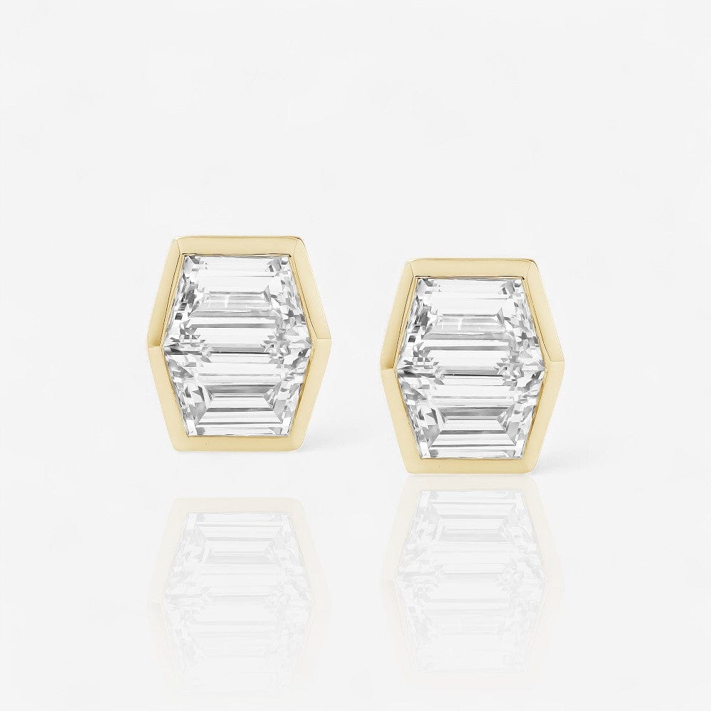 1.00 CTW 14kt Gold Bezel Set Lab-Grown Trapeziod Cut Diamond Earrings