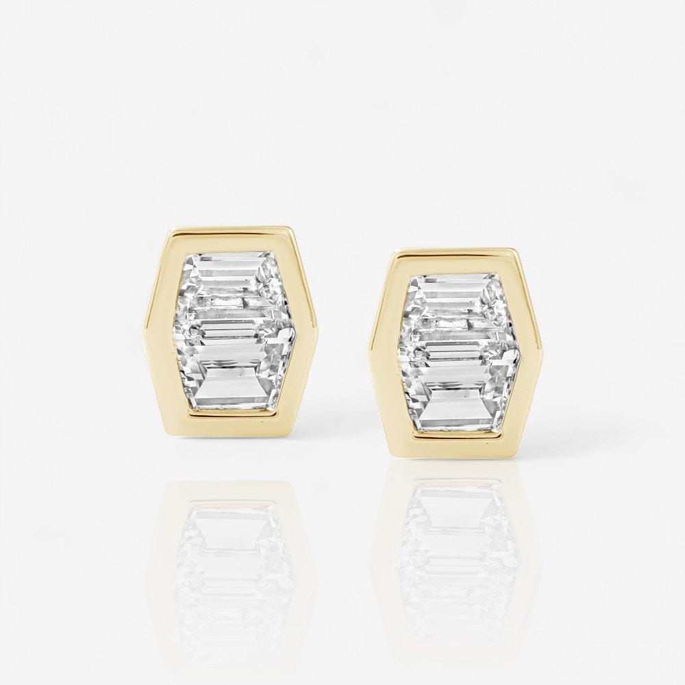 0.52 CTW 14kt Gold Bezel Set Lab-Grown Trapezoid Cut Diamond Earrings