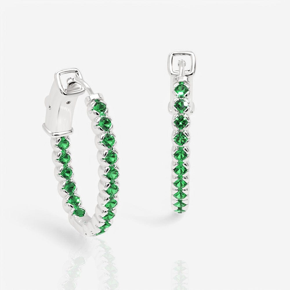 Oval Shaped Emerald Eternity Hoops, 1.0 Inch