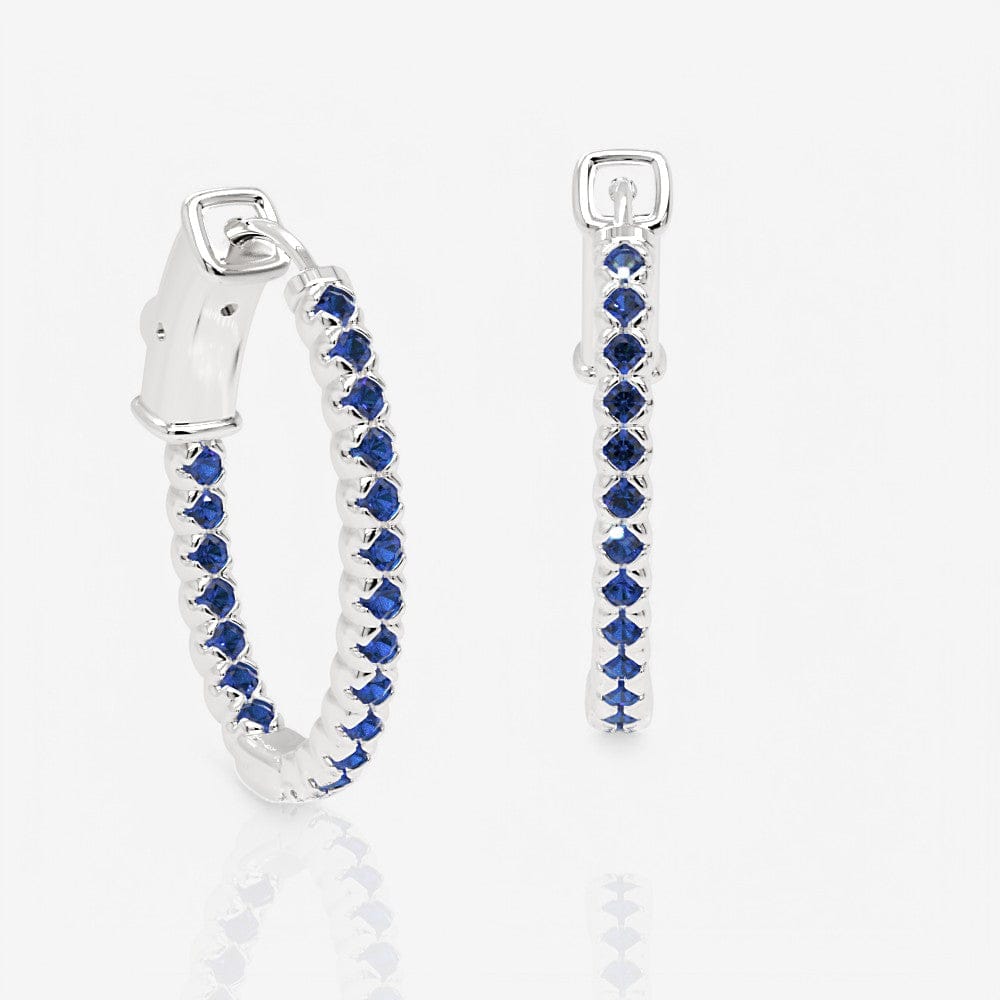 Oval Shaped Blue Sapphire Eternity Hoops, 1.0 Inch