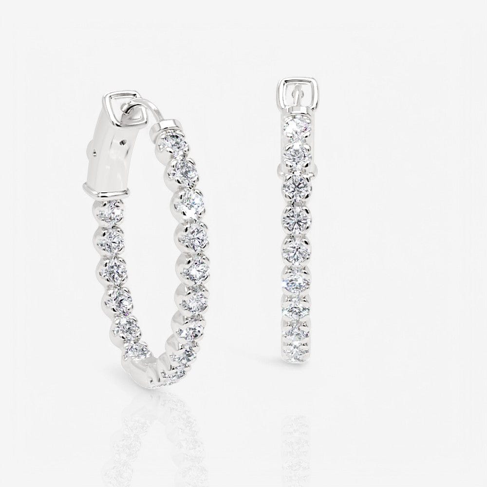 Oval-Shaped Diamond Eternity Hoop Earrings, 1.0 Inch
