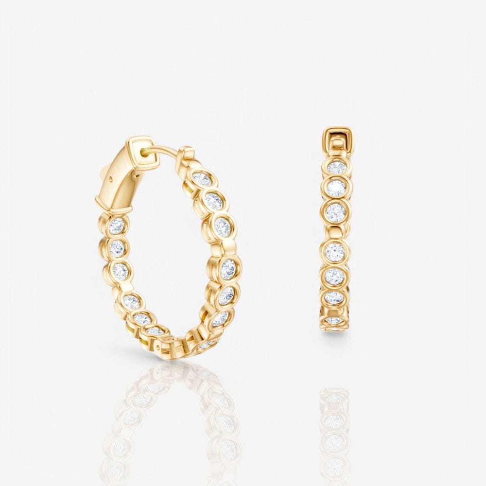 Bezel Set Lab Diamond Eternity Hoop Earrings, 21mm
