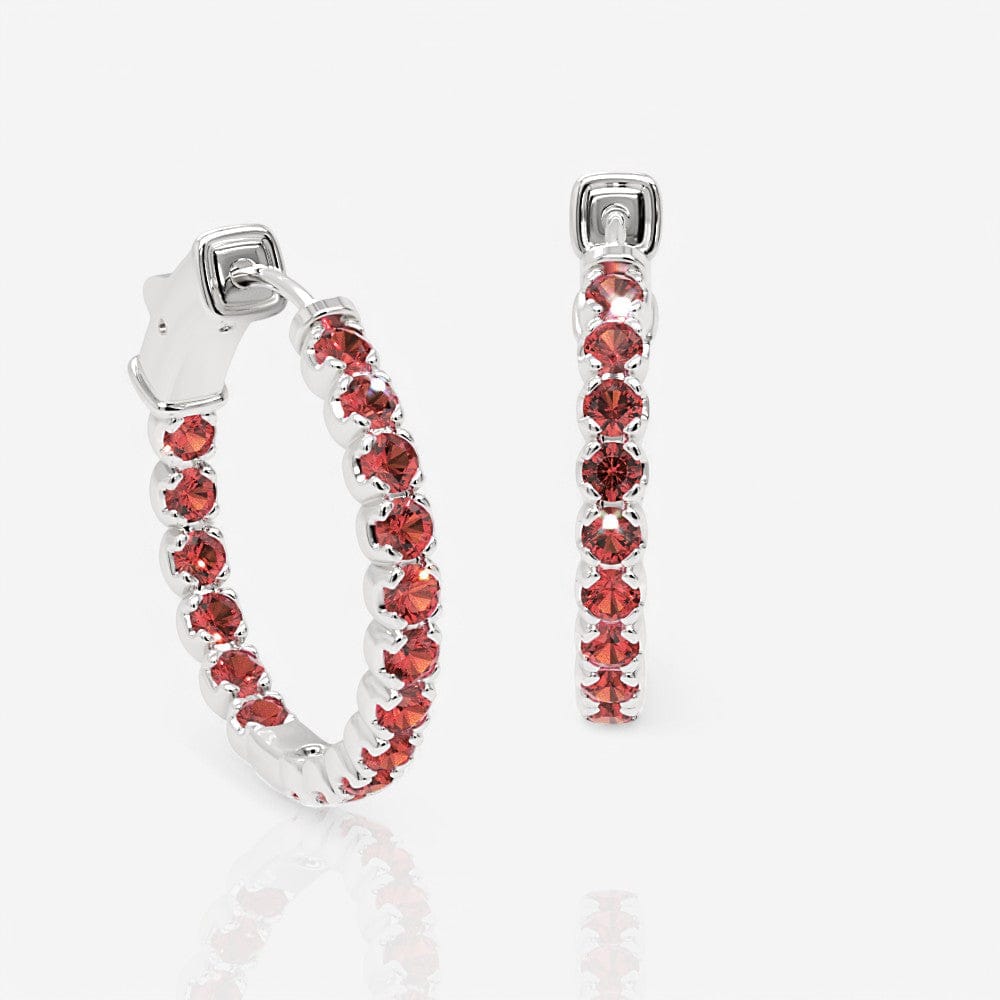Inside Out Ruby Round Hoop Earrings, 0.75 Inch
