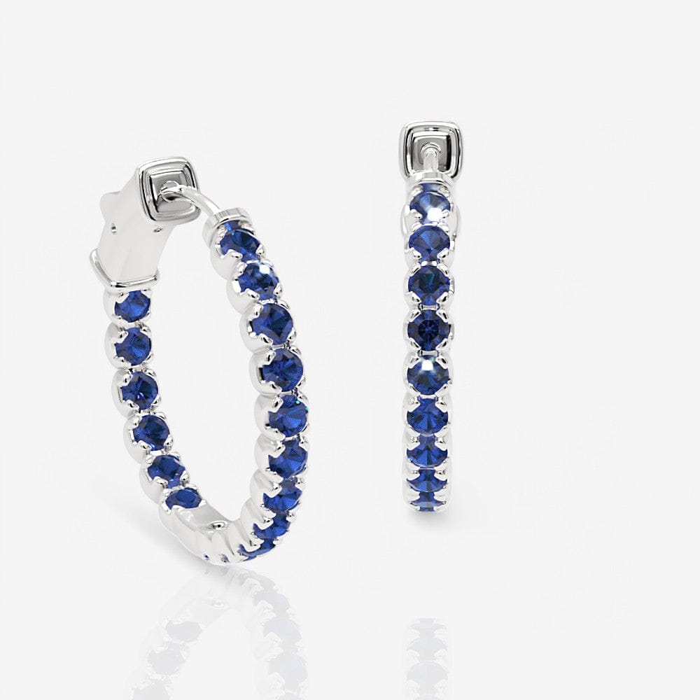 Inside Out Sapphire Round Earrings, 0.75 Inch