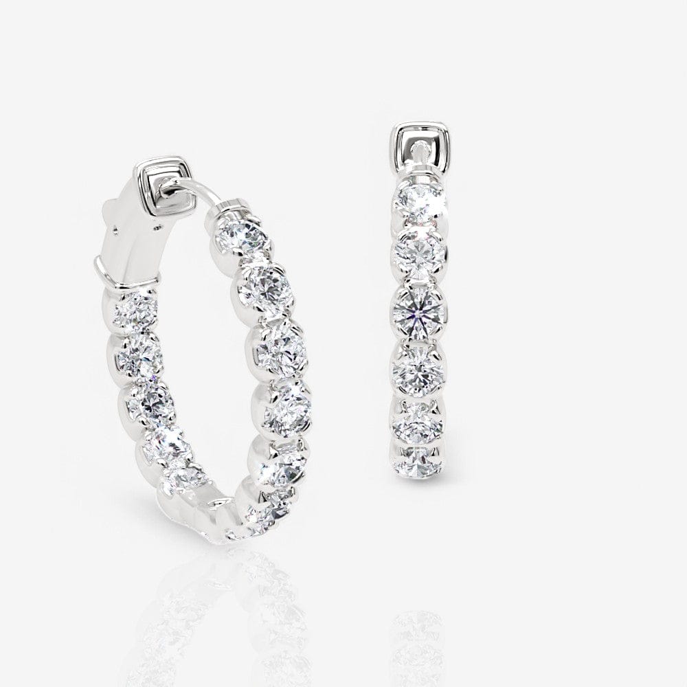 Inside Out Diamond Round Hoop Earrings, 0.75 Inch