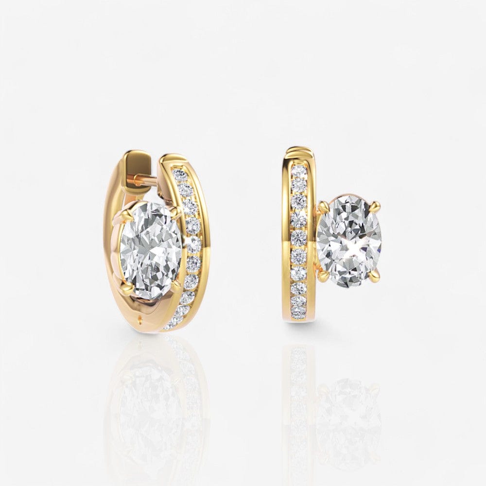 Oval Cut Lab Diamond Huggie Earrings