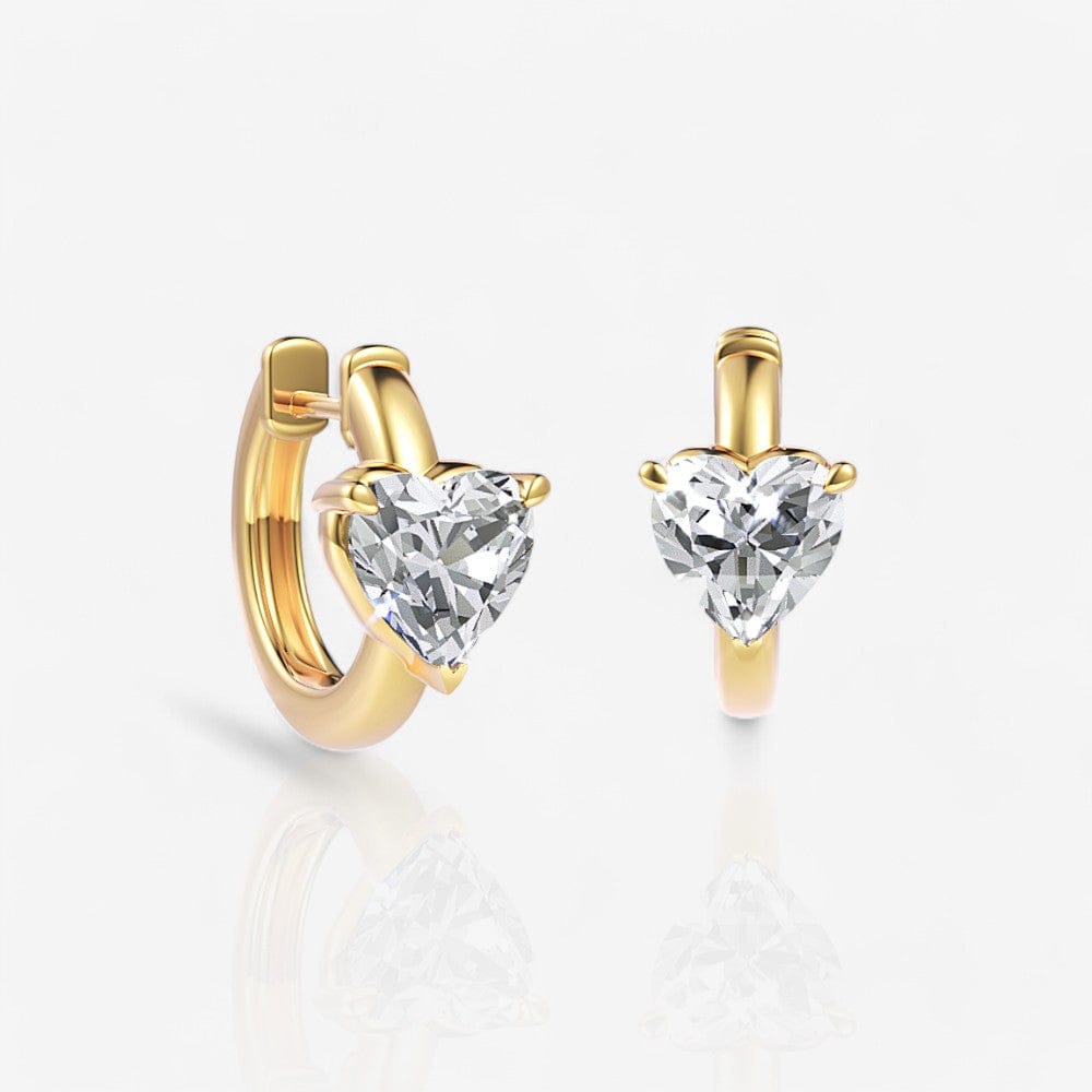 Petite Heart Lab Diamond Huggie Hoop Earrings