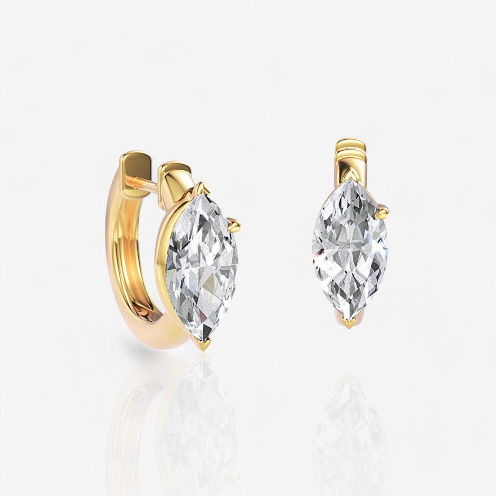 Petite Marquise Lab Diamond Huggie Hoop Earrings