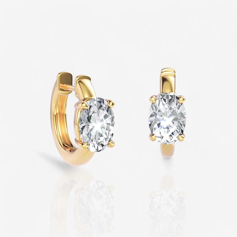 Petite Oval Lab Diamond Huggie Hoop Earrings