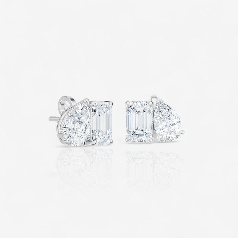 Toi et Moi Pear & Emerald Cut Lab-Grown Diamond Stud Earrings