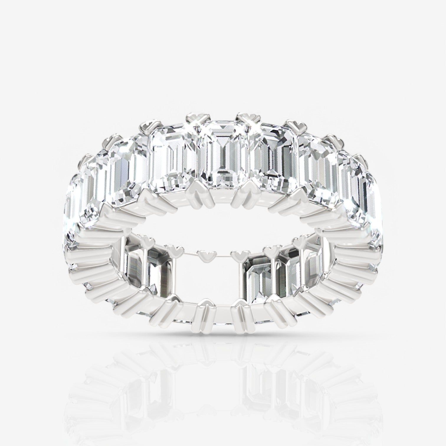 Shared Prong Emerald Cut Lab Diamond Eternity Band