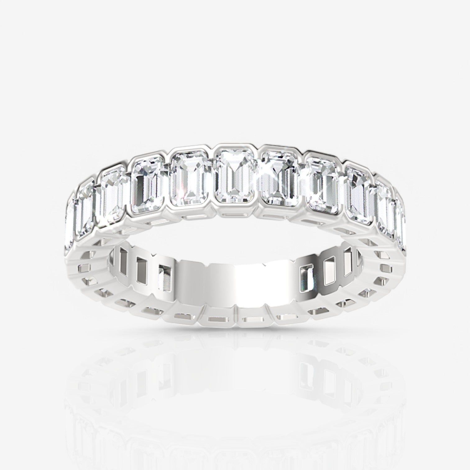 Half Bezel Emerald Diamond Eternity Band