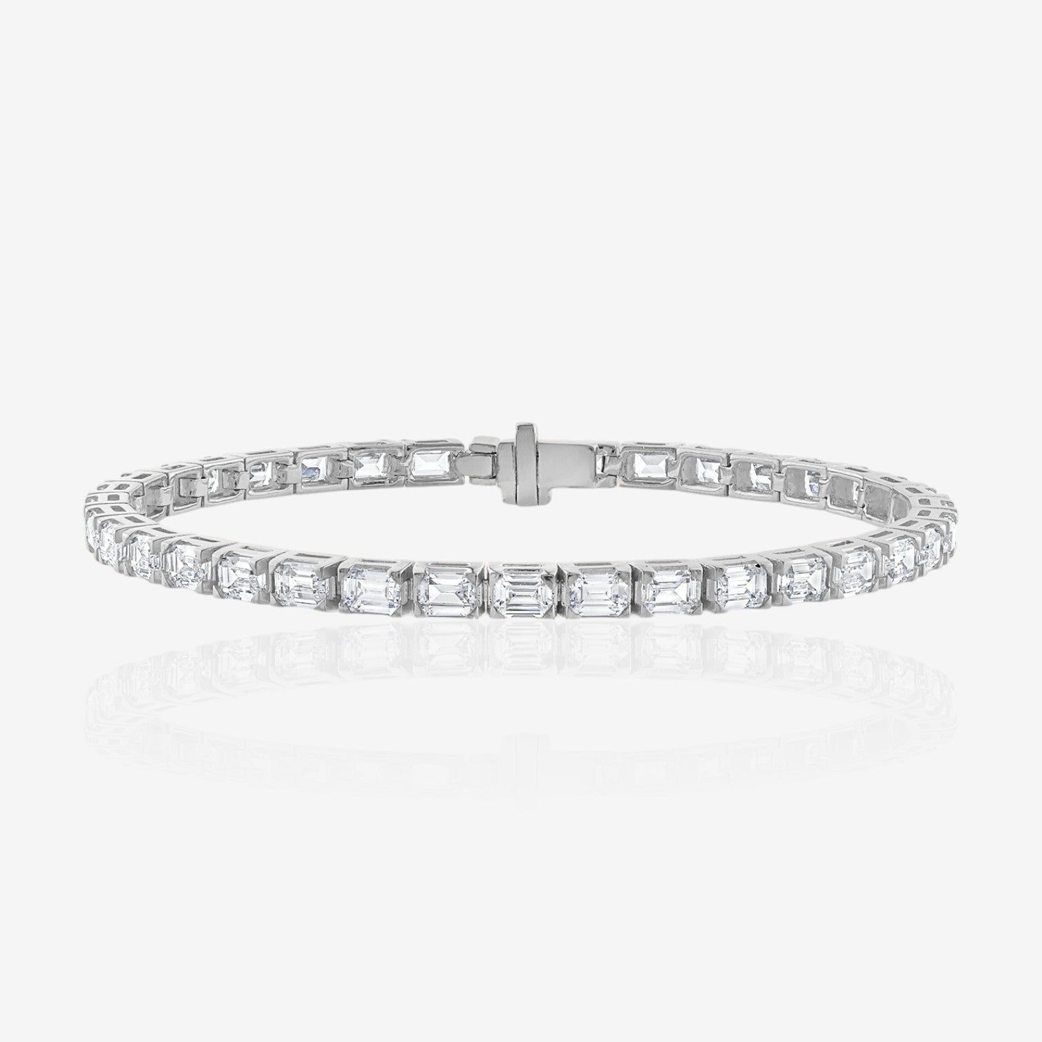 Emerald Cut East-West Prong-Set Diamond Tennis Bracelet