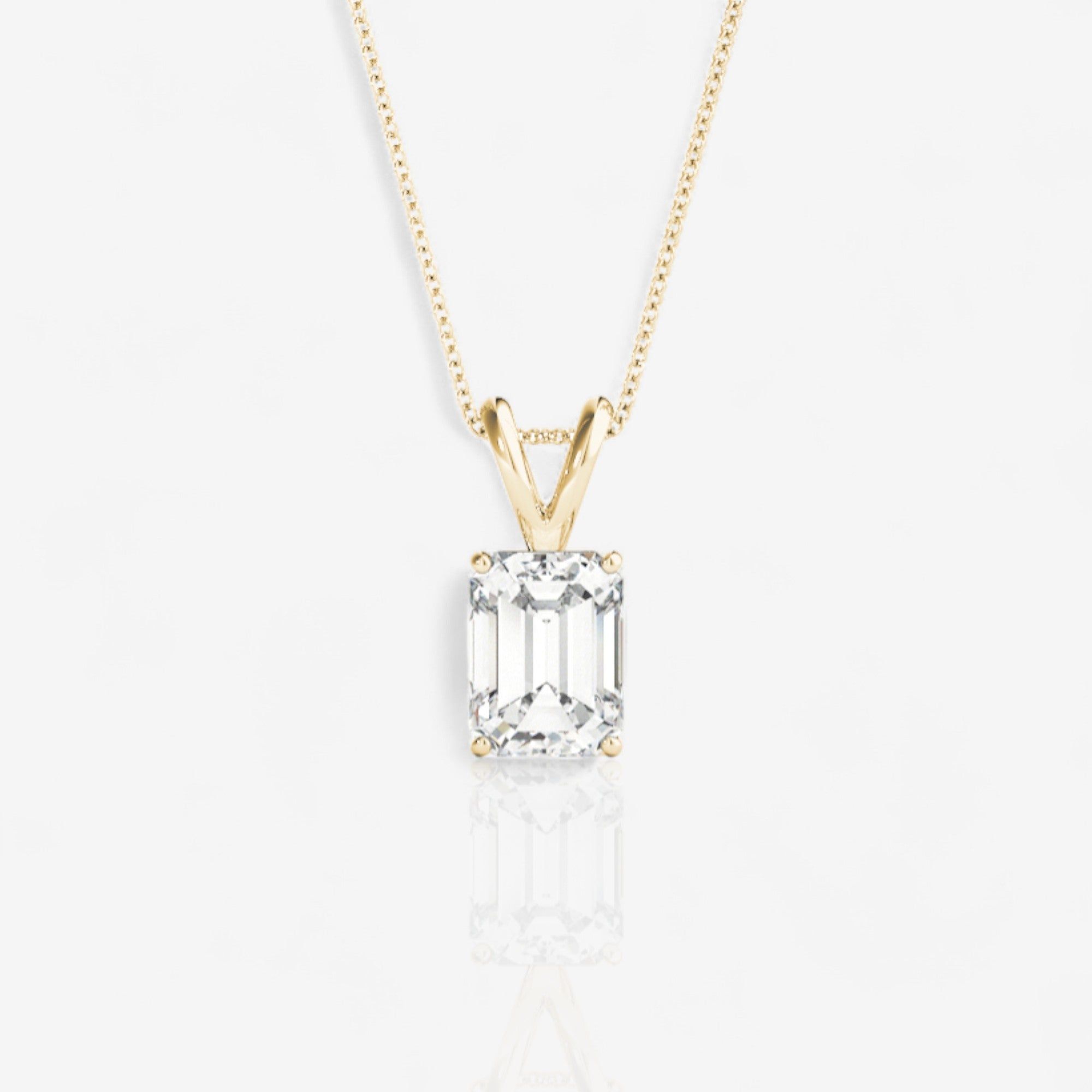 Design Your Own Split Bail Emerald Cut Solitaire Pendant Setting
