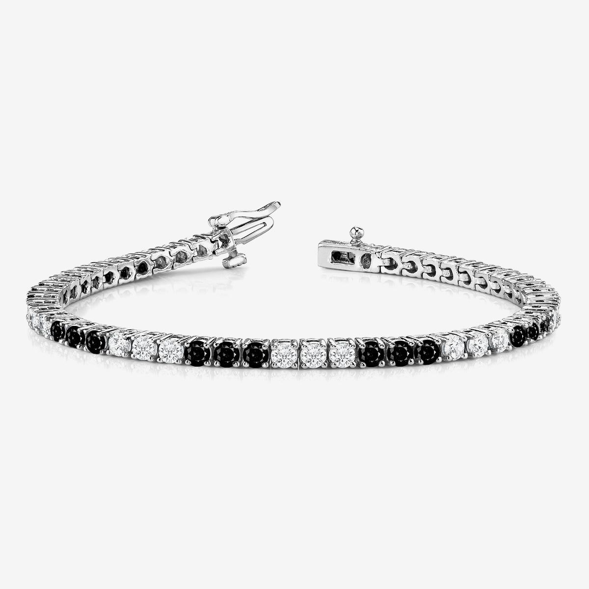 Alternating Black & White Lab-Grown Diamond Tennis Bracelet