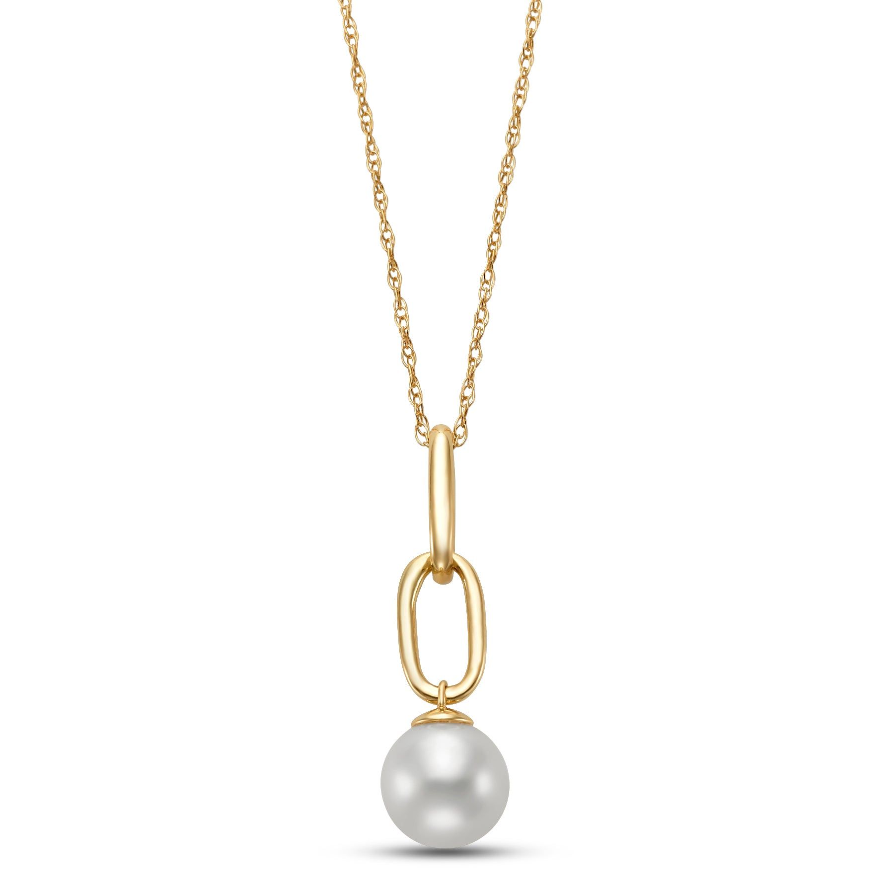 14kt Yellow Gold 6-6.5mm Freshwater Pearl Link Pendant