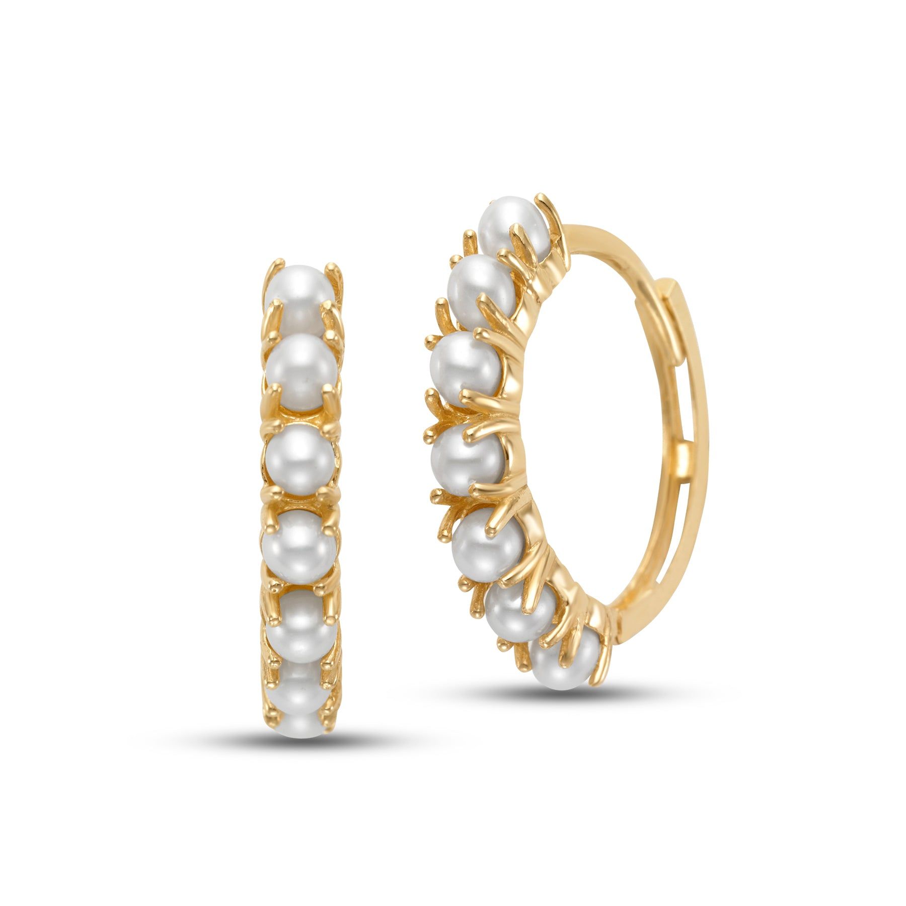 14kt Yellow Gold 2.5mm Freshwater Pearl Hoop Earrings