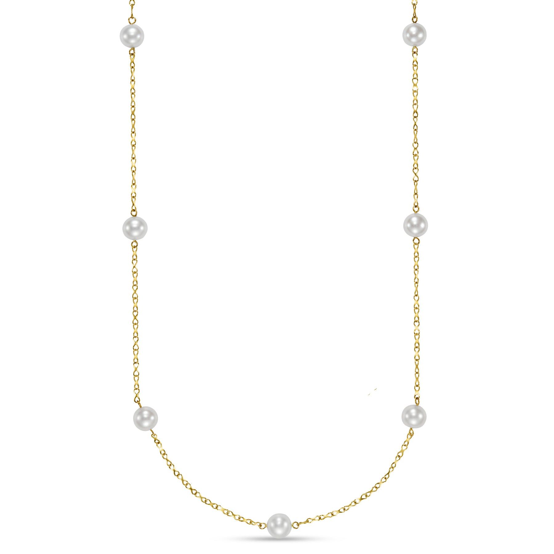 14kt Yellow Gold 7.5-8mm White Freshwater Pearl Infinity Necklace