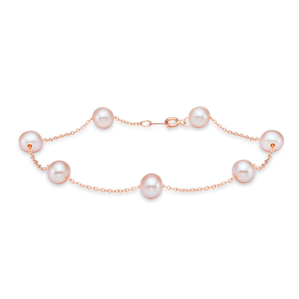 14kt Rose Gold 5.5-6mm Pink Freshwater Pearl "Tin Cup" Bracelet
