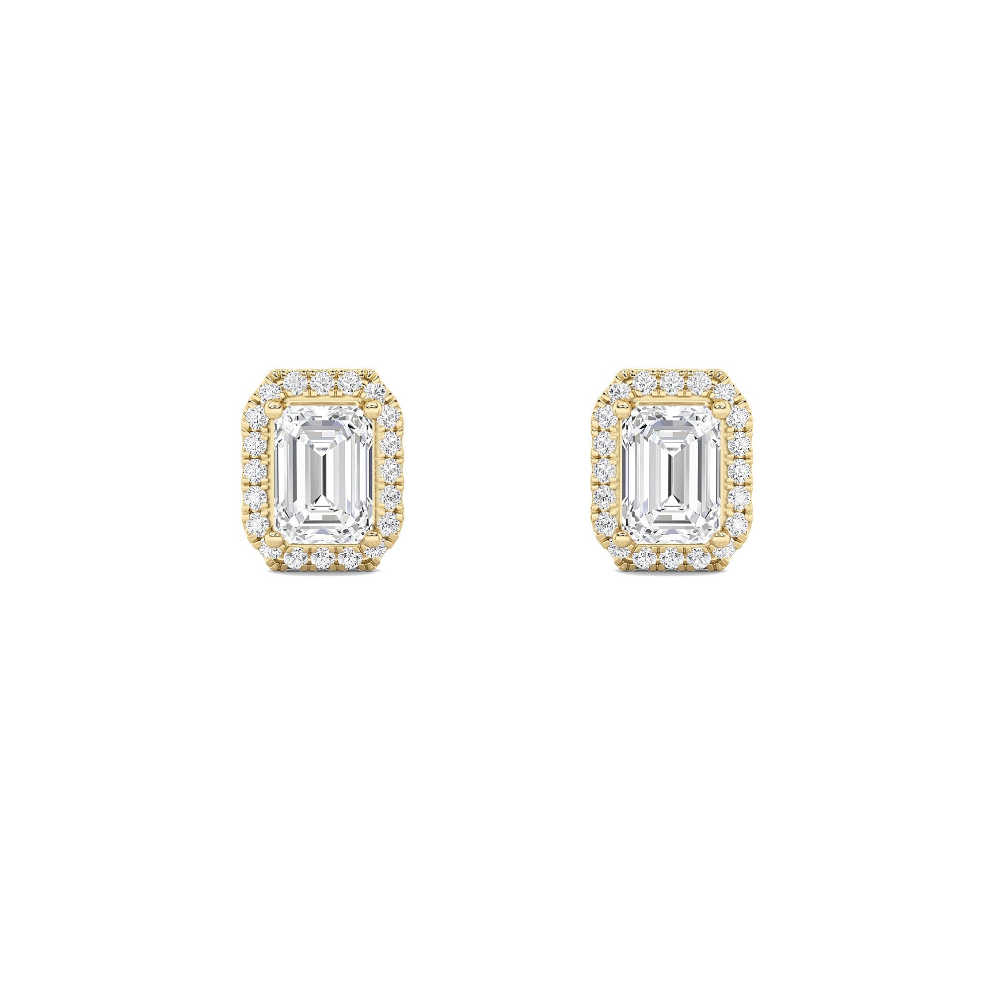 IGI Certified 3.00 CTW Halo Emerald Lab-Grown Diamond Stud Earrings in 14kt Yellow Gold