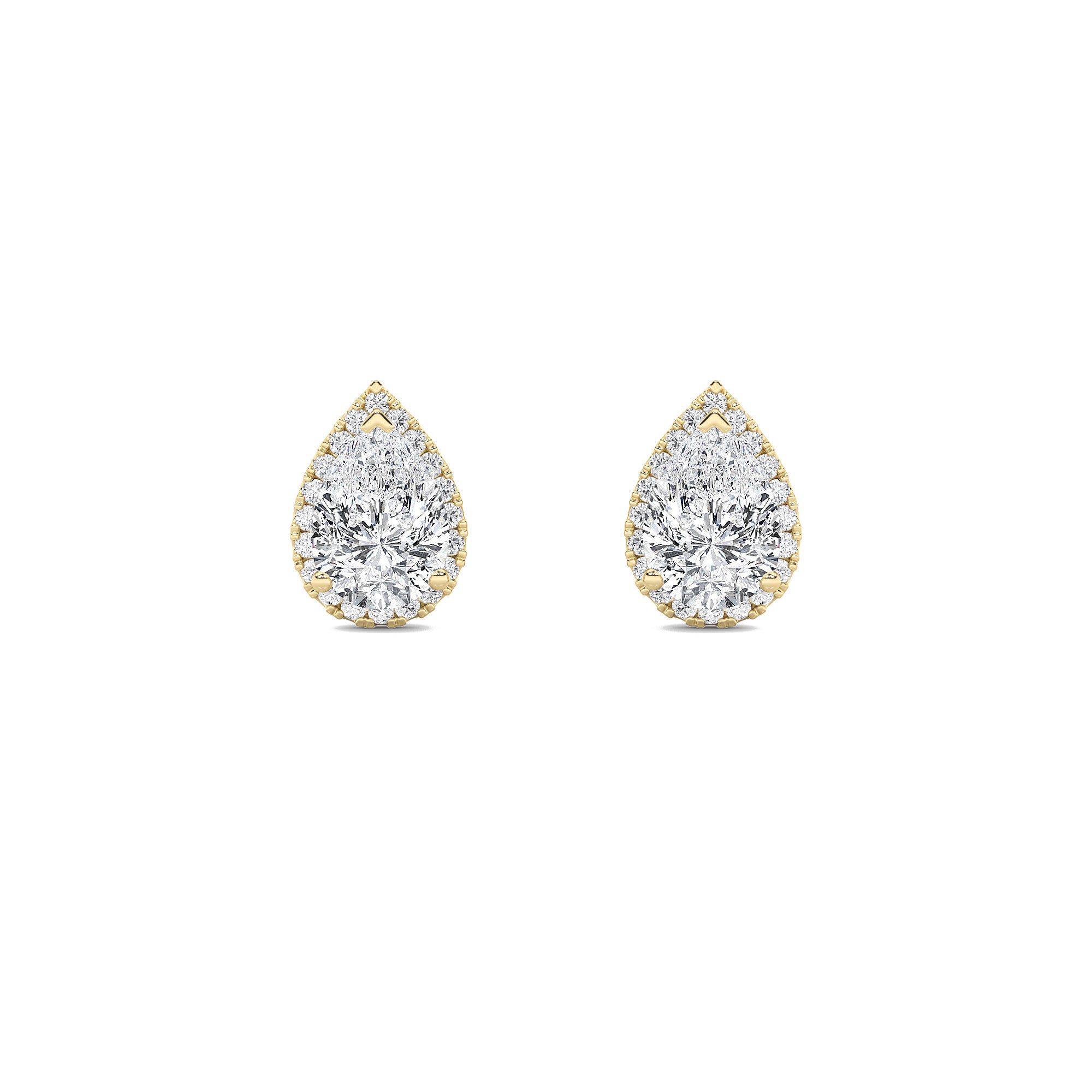 IGI Certified 3.00 CTW Halo Pear Lab-Grown Diamond Stud Earrings in 14kt Yellow Gold