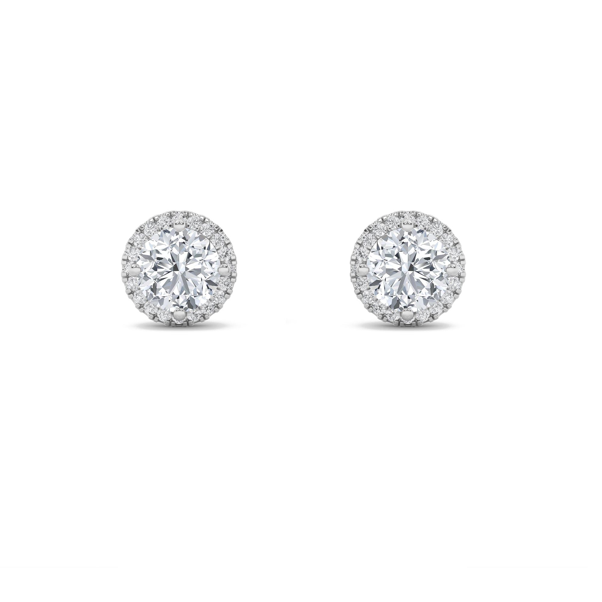 IGI Certified 3.00 CTW Halo Round Lab-Grown Diamond Stud Earrings in 14kt White Gold