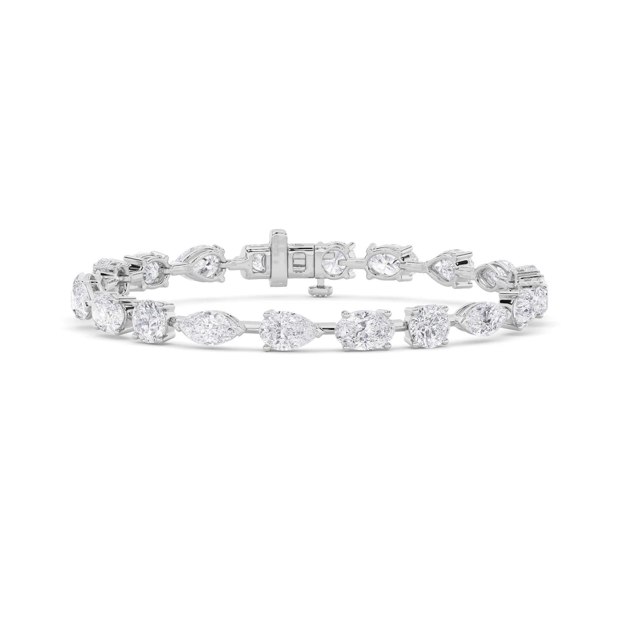 IGI Certified 10.00 CTW FVS Multi Shape Lab Grown Diamond Tennis Bracelet in 14kt White Gold