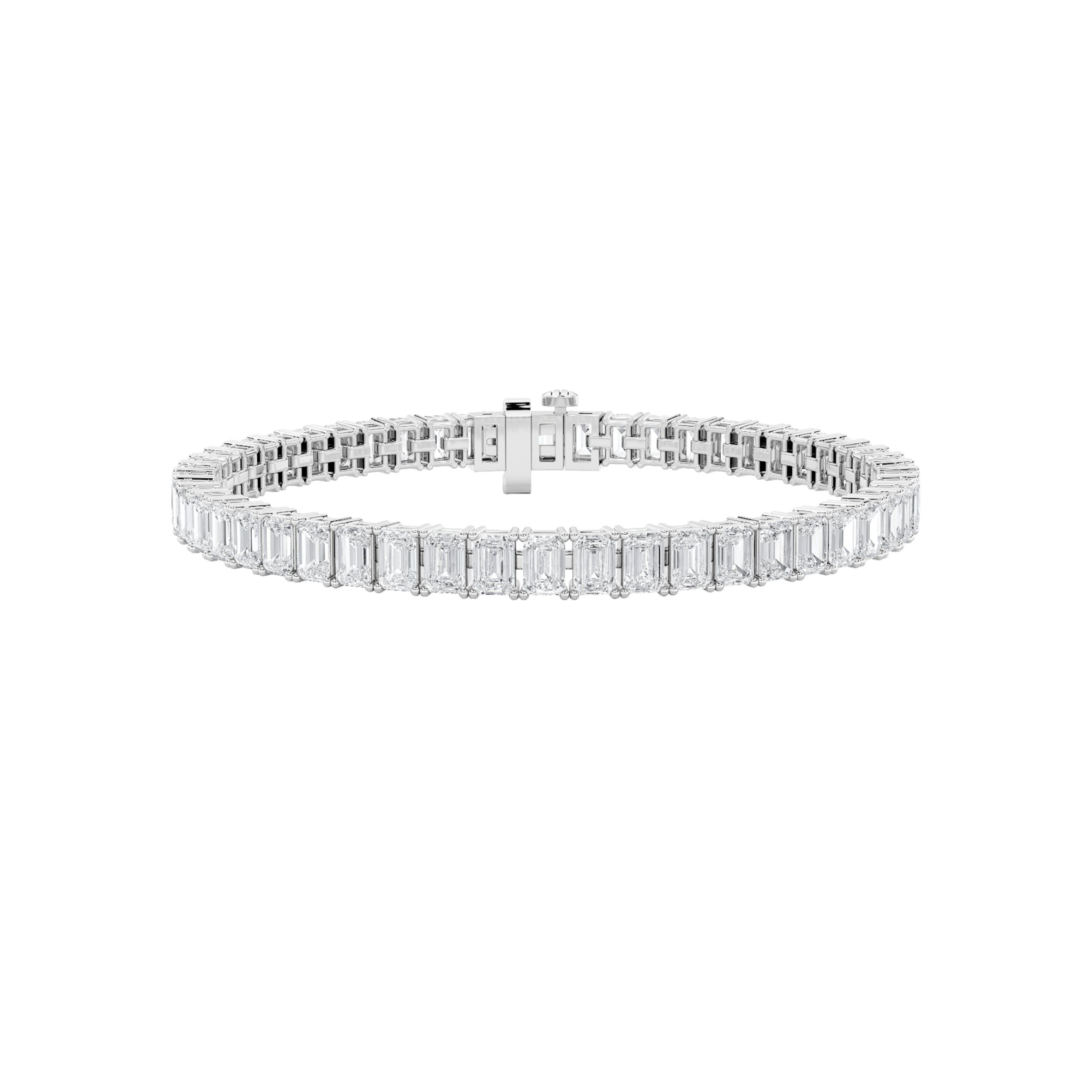 IGI Certified 7.00 CTW FVS Emerald Shaped Lab Grown Diamond Tennis Bracelet in 14kt White Gold
