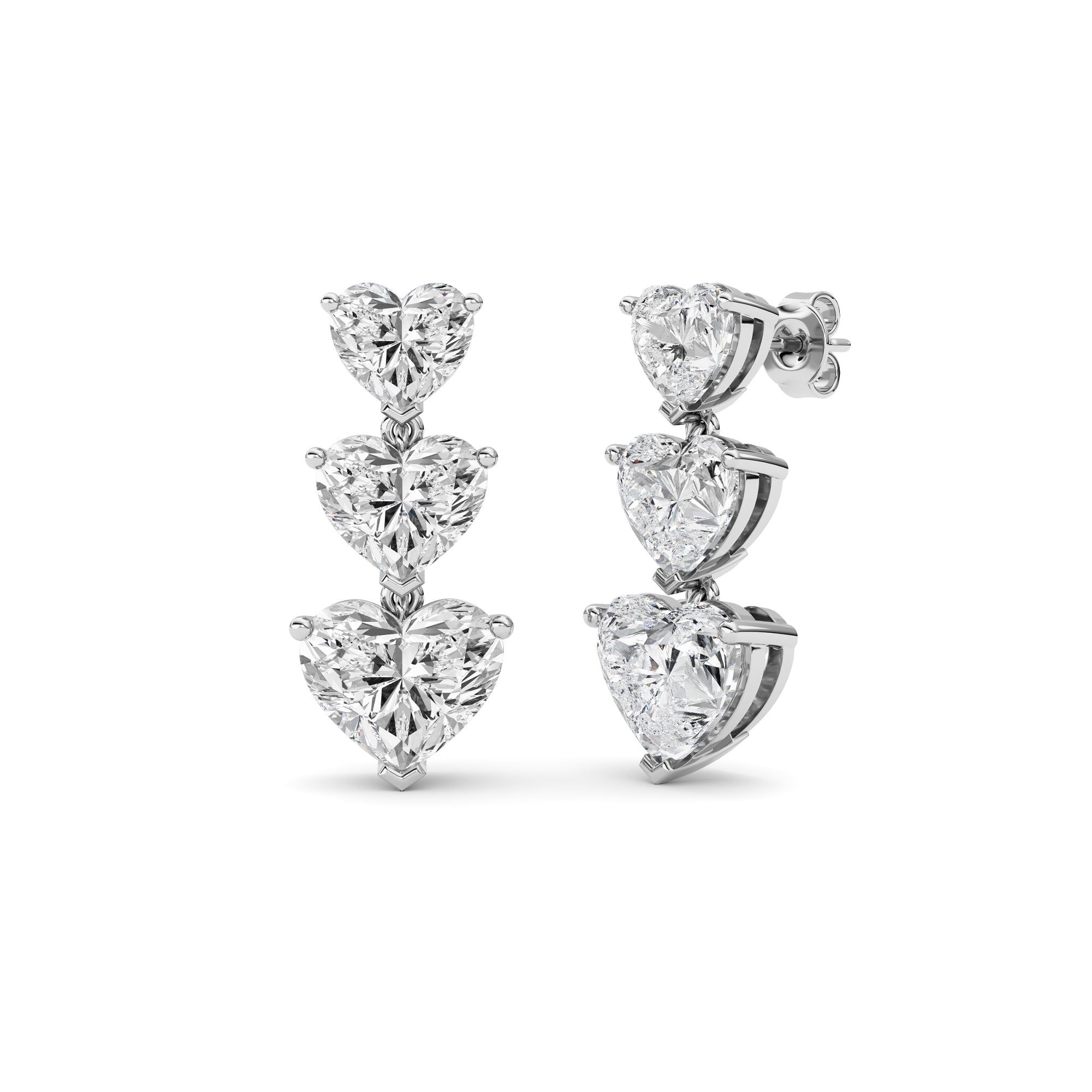 IGI Certified 16.00 CTW FVS Heart Shaped Lab-Grown Diamond Earring Drops in 14K White Gold