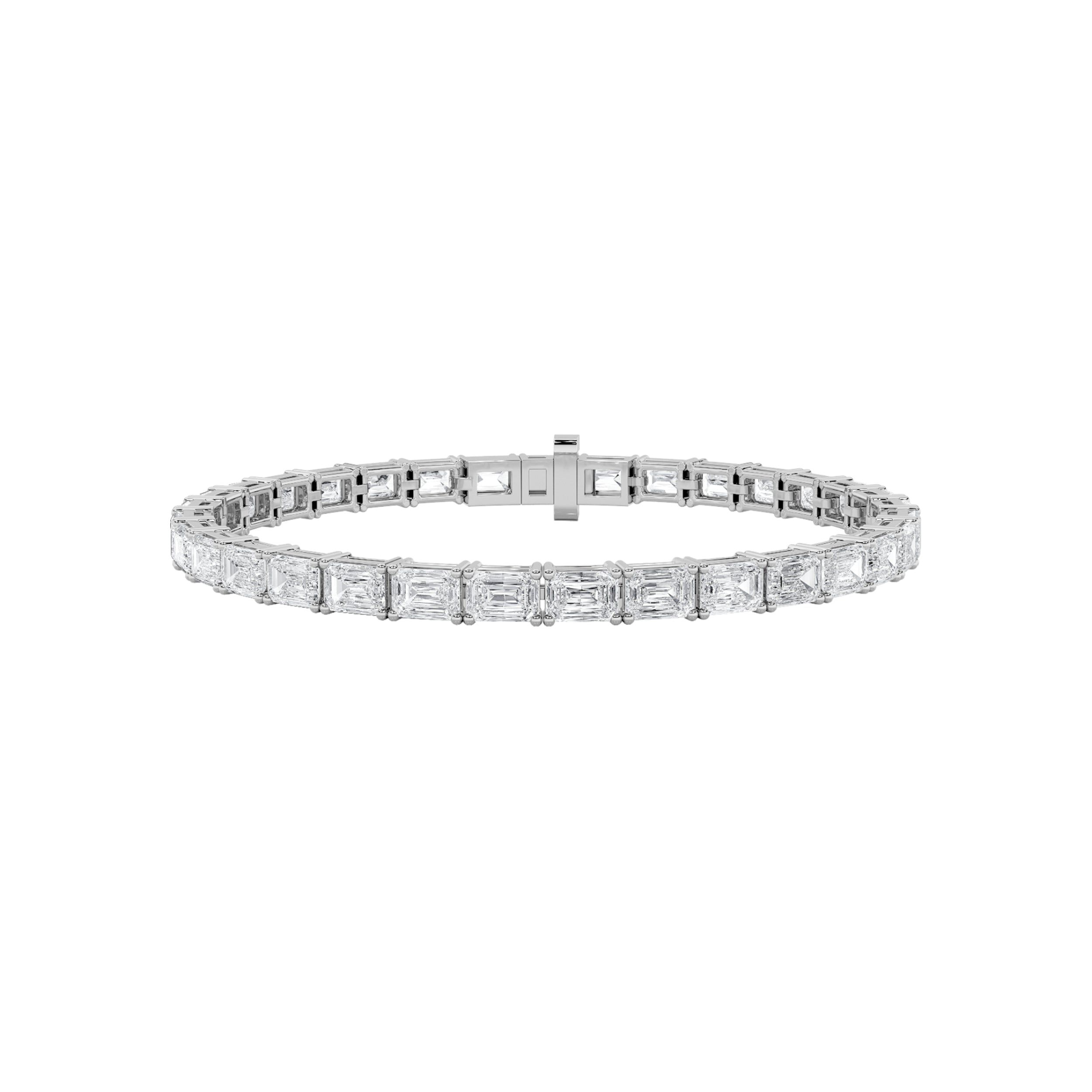 IGI Certified 7.00 CTW FVS Emerald Shaped East-West Lab Grown Diamond Tennis Bracelet in 14kt White Gold
