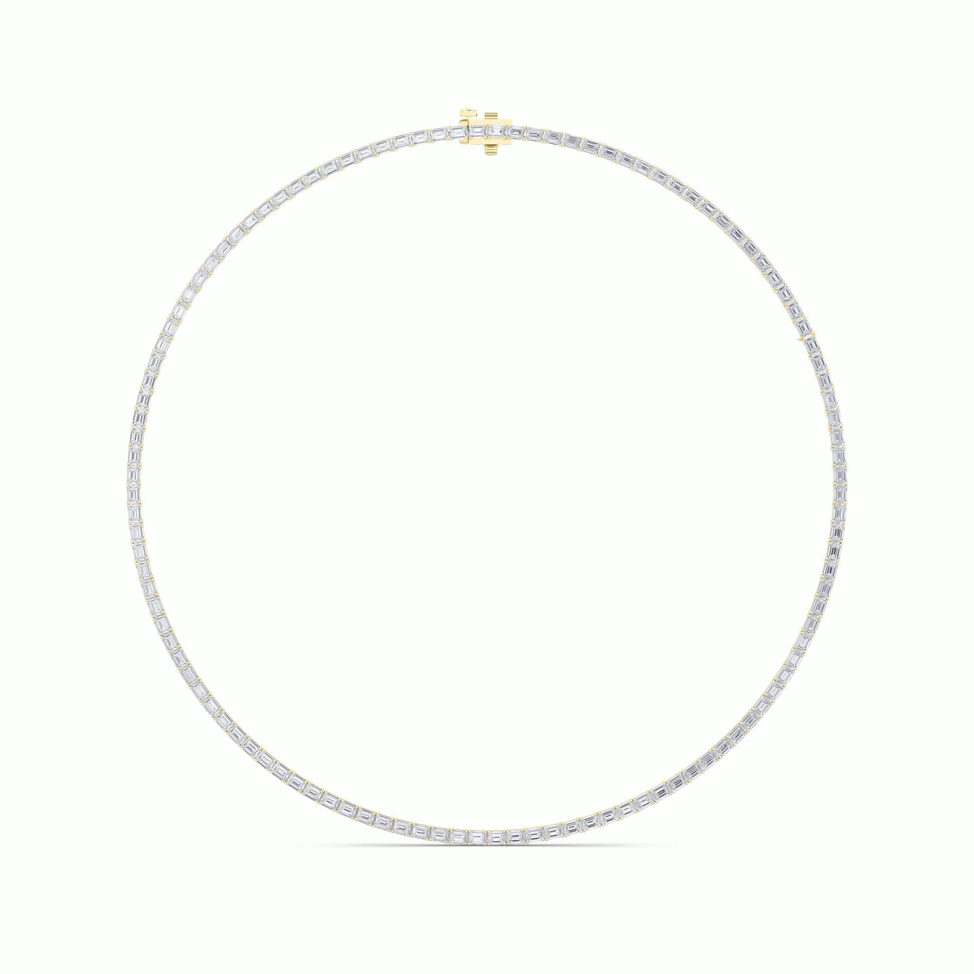 IGI Certified 13.00 CTW FVS Emerald Lab Grown Diamond Line Necklace in 14kt Yellow Gold
