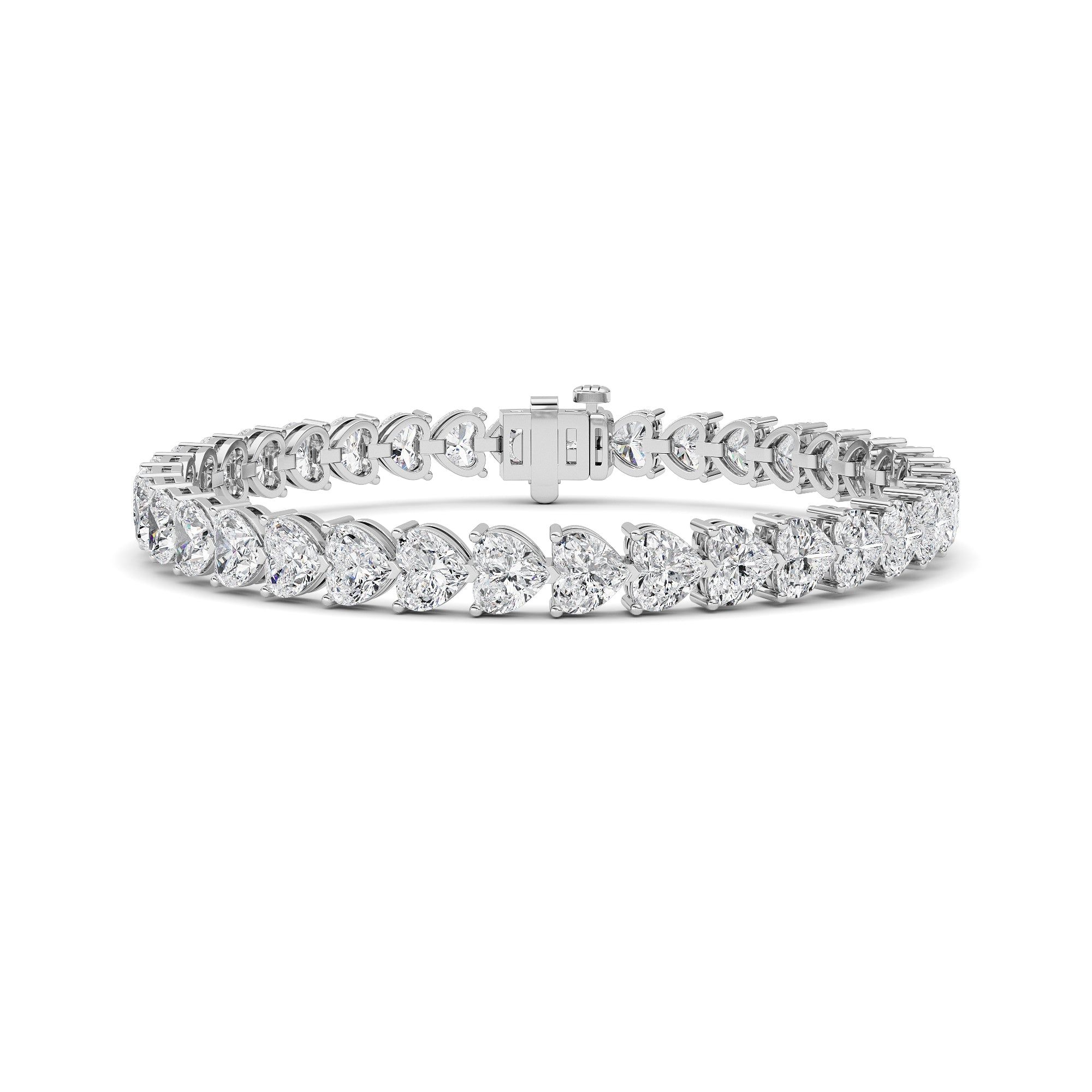 IGI Certified 18.00 CTW FVS Heart Shaped Lab-Grown Diamond Tennis Bracelet in 14K White Gold