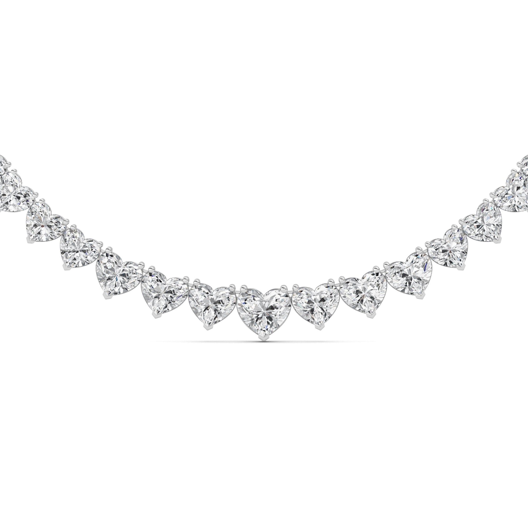 IGI Certified 65.00 CTW FVS Heart Shaped Lab-Grown Tennis Necklace in 14kt White Gold