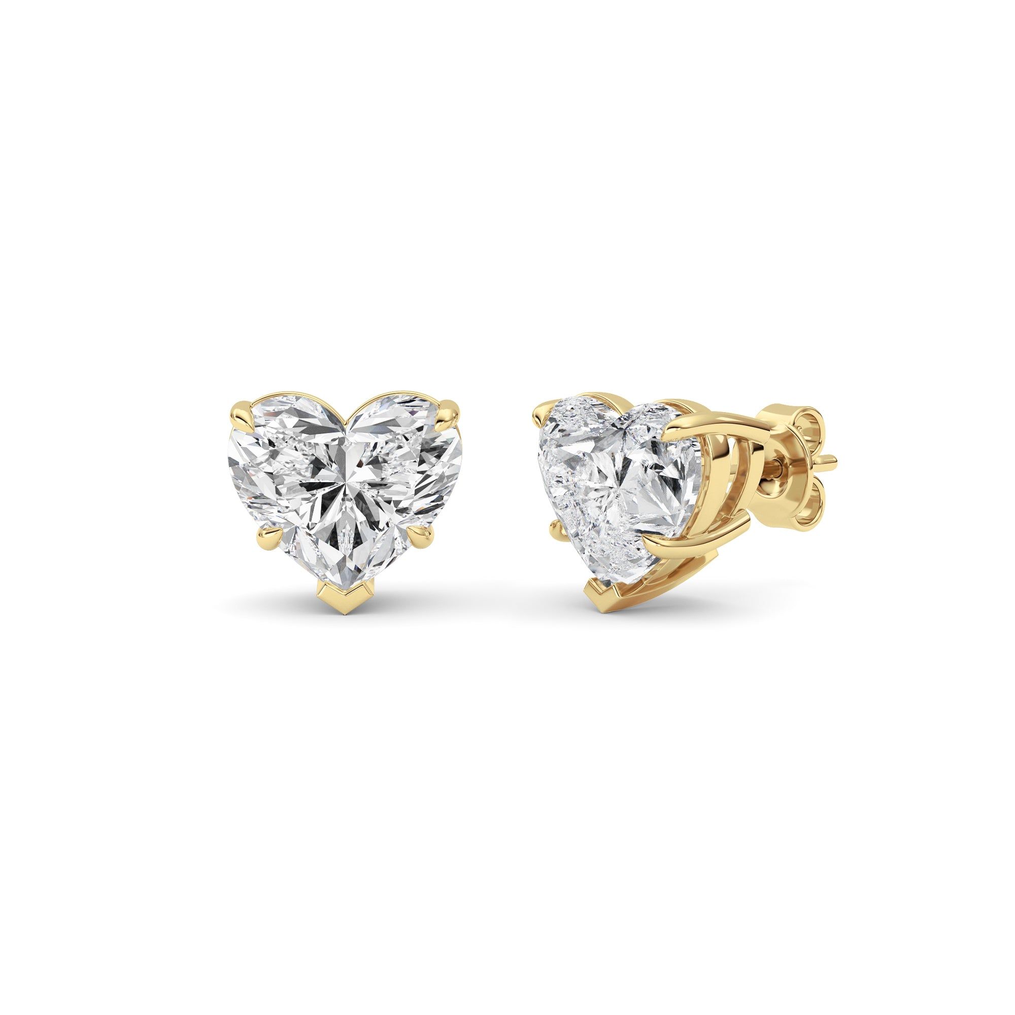 IGI Certified 8.00 CTW FVS Heart Shaped Lab-Grown Diamond Stud Earrings in 14K Yellow Gold