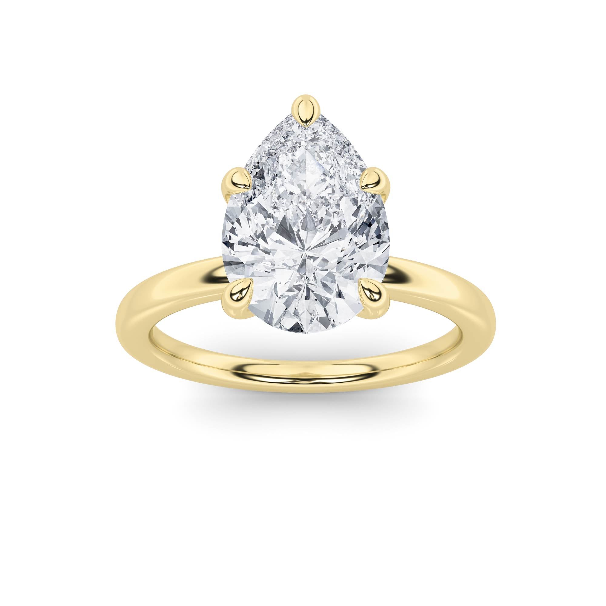 IGI Certified 1.00 CTW FVS Pear Shaped Lab-Grown Diamond Solitaire Ring in 14K Yellow Gold