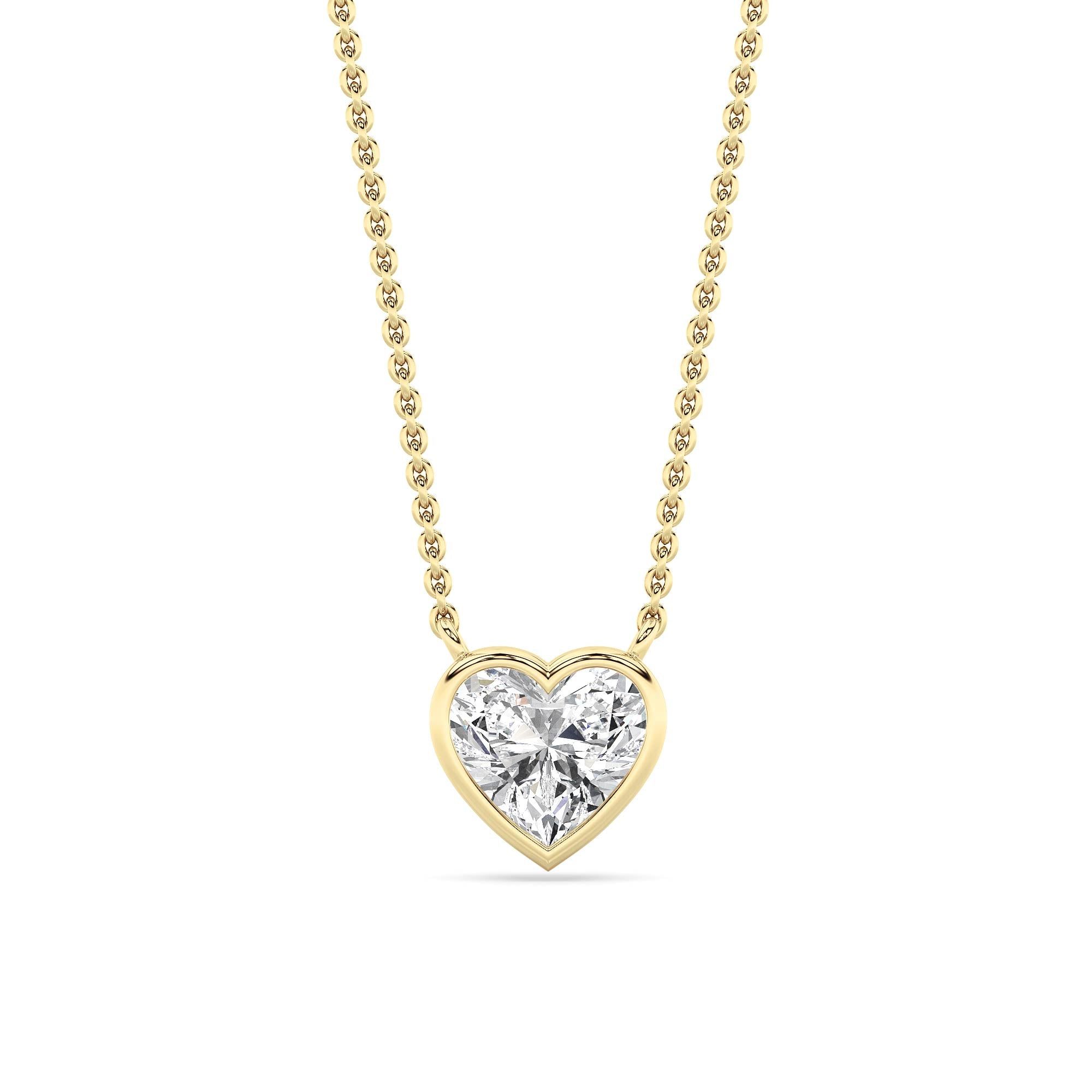 IGI Certified 1.00 CTW FVS Heart Shaped Lab-Grown Diamond Pendant Necklace in 14kt Yellow Gold